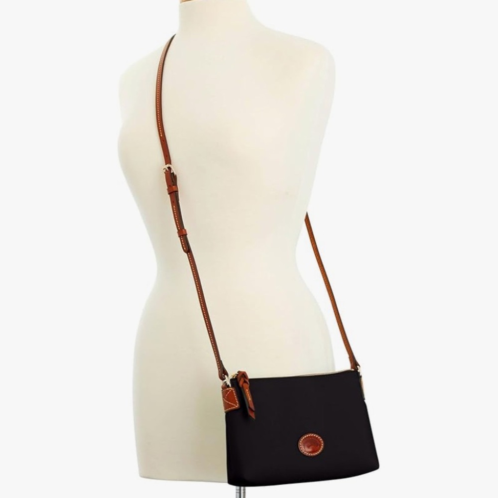 Black Canvas and Leather Dooney And Bourke Crossbody Bag